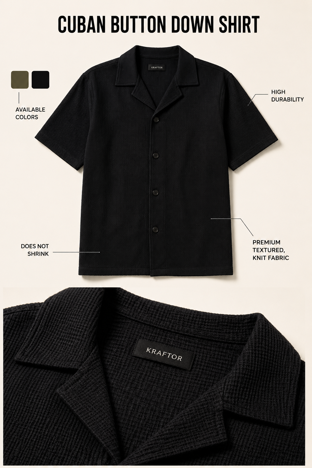 Cuban Shirt Duo Bundle (Olive + Black)