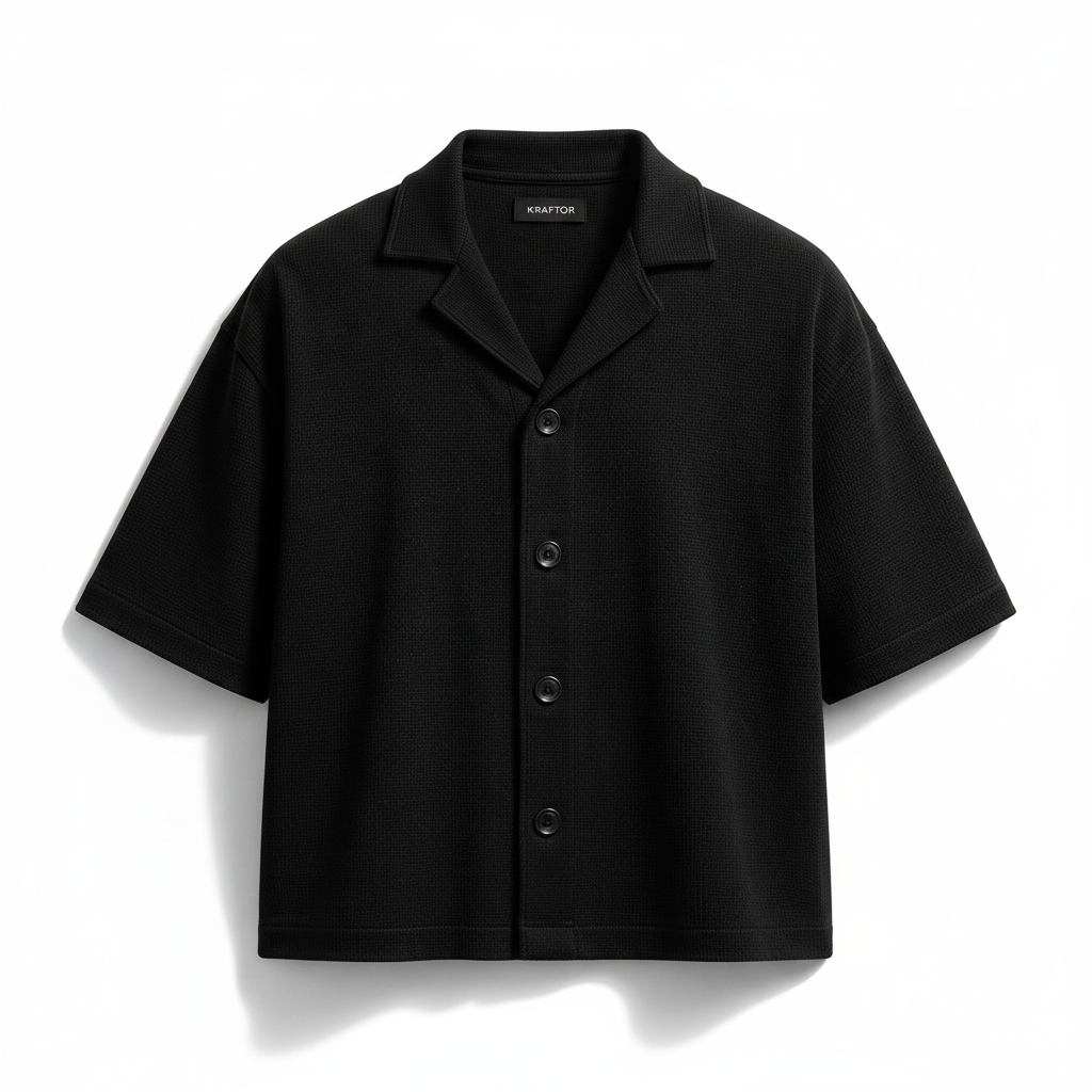 Black Cuban Button Down - Back View